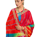 Gulkand Lehariya Saree | Aari Gottapati Work on Chinon | Jaipurio Designer Collection